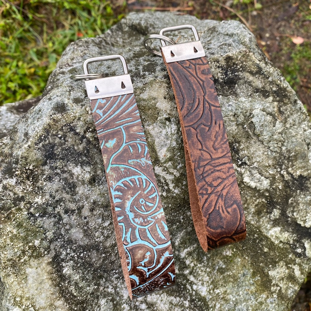Embossed Leather Keychains - Picture 1 of 1